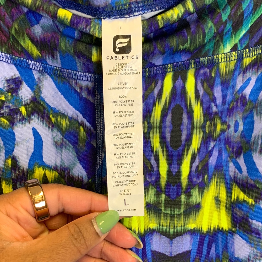 Fabletics Blue and Yellow Patterned Leggings - image 2